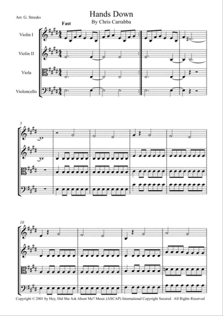 Hands Down String Quartet scores gallery preview page 1
