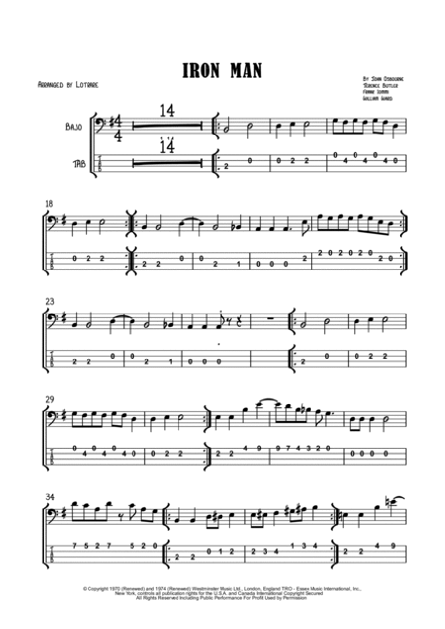 Iron Man Iron Man Bass Guitar scores gallery preview page 2