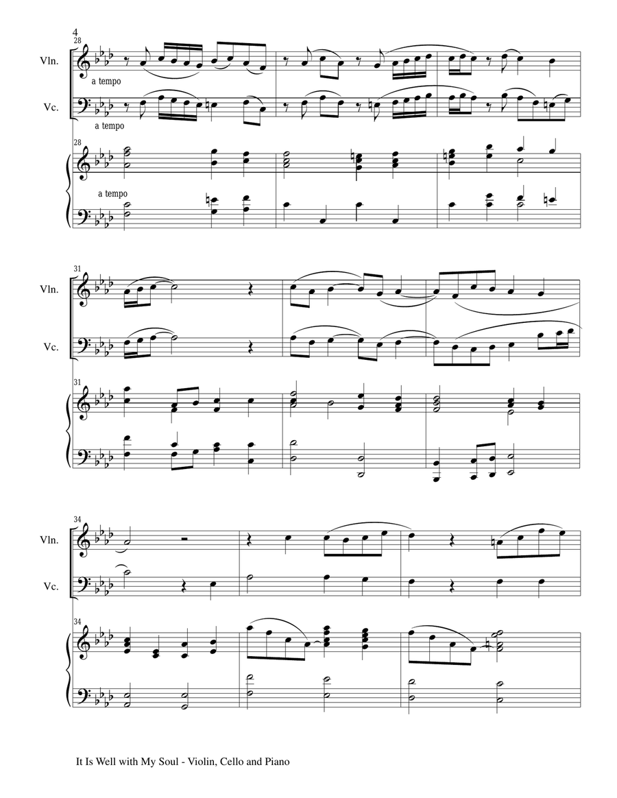 IT IS WELL WITH MY SOUL (Trio - Violin, Cello and Piano with Score and Parts) Piano Trio scores gallery preview page 4