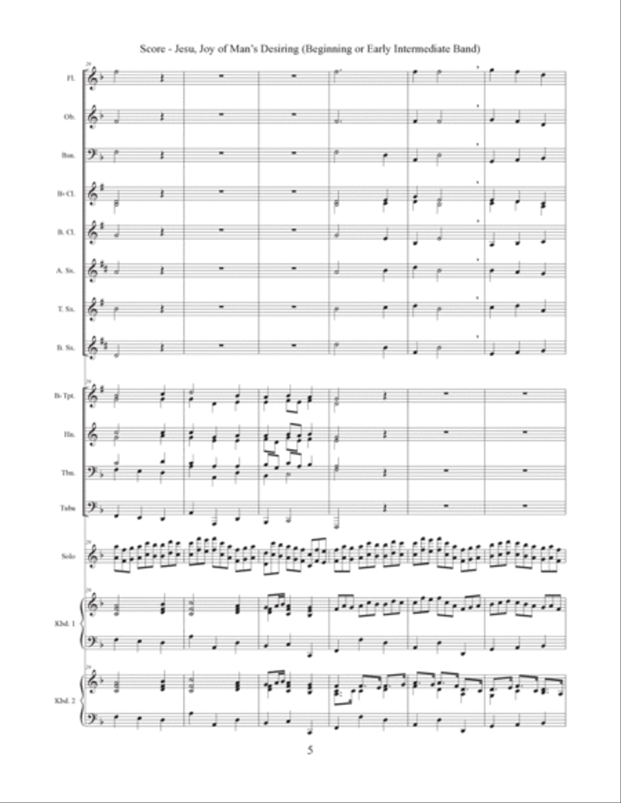 Jesu, Joy of Man's Desiring (Beginning or Early Intermediate Band) Concert Band scores gallery preview page 6