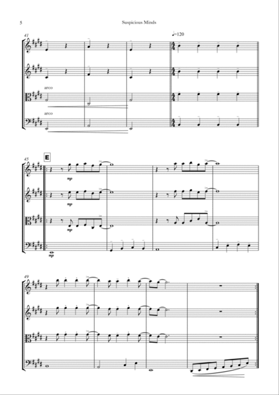 Suspicious Minds Suspicious Minds String Quartet scores gallery preview page 5