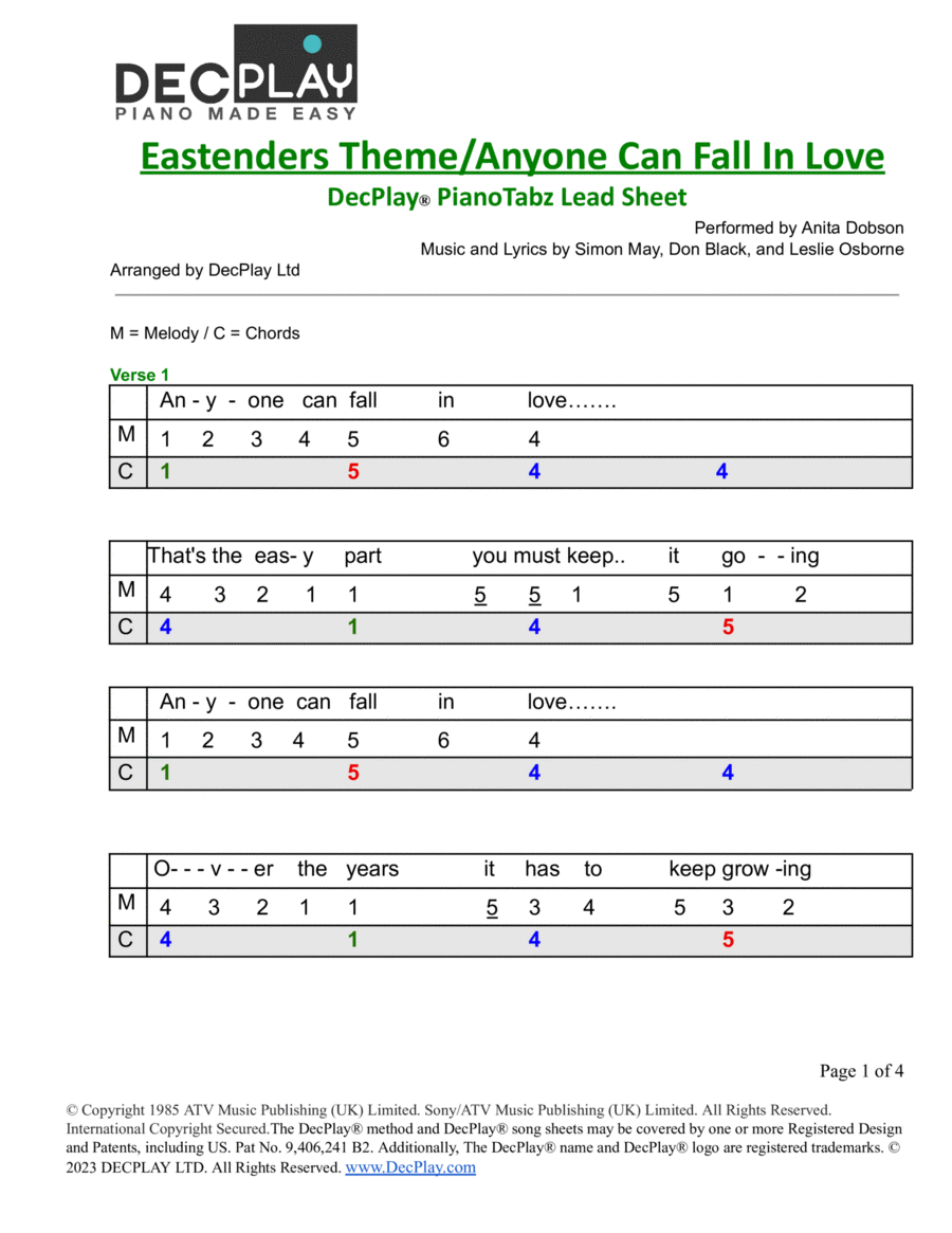 Eastenders Easy Piano scores gallery preview page 1