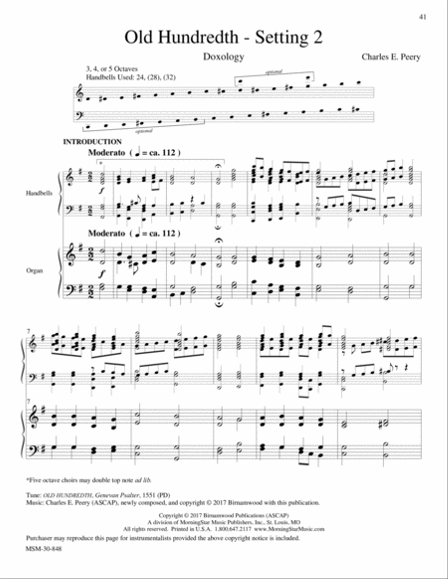 OLD HUNDREDTH - SETTING 2 from Let Praises Ring, V3 5-Octaves scores gallery preview page 1