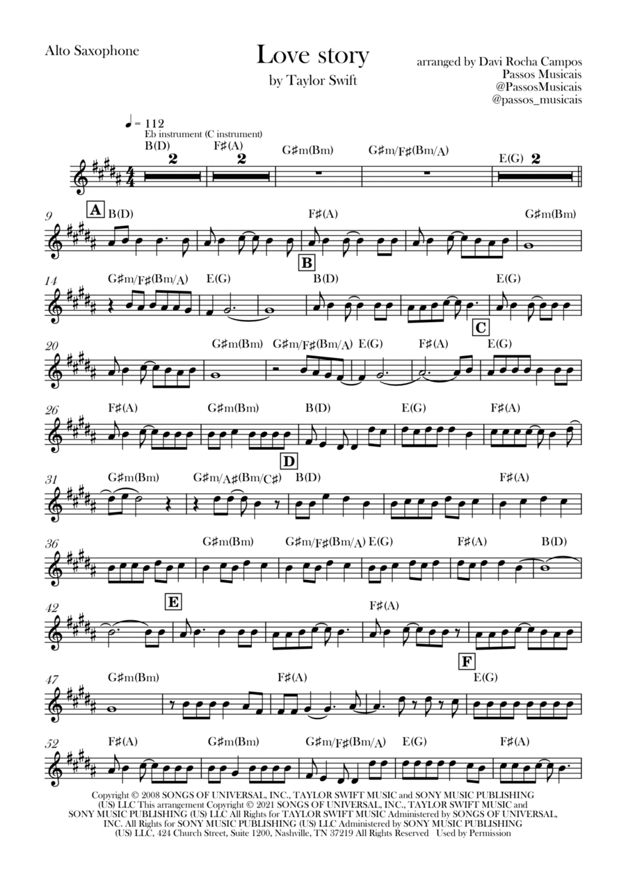 Love Story Alto Saxophone scores gallery preview page 1