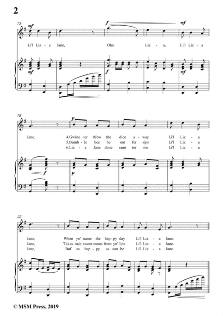 Ada DeLachau-Li'l Liza Jane,in G Major,for Voice and Piano Voice Solo scores gallery preview page 4
