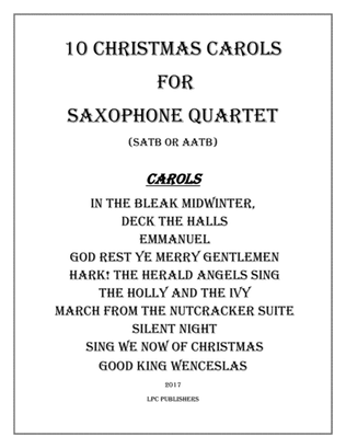 Book cover for 10 Christmas Carols for Saxophone Quartet