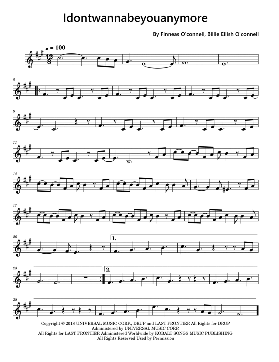 Idontwannabeyouanymore Tenor Saxophone scores gallery preview page 1