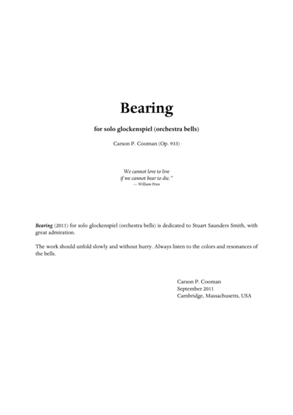 Carson Cooman - Bearing (2011) for solo glockenspiel (orchestra bells)
