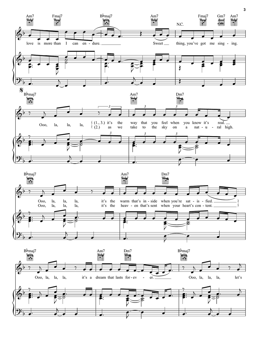 Ooo La La La Piano, Vocal, Guitar scores gallery preview page 3