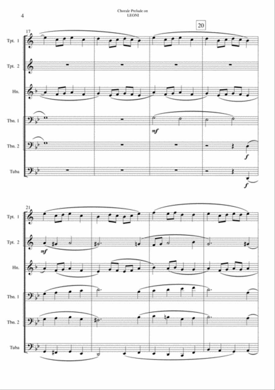 Chorale Prelude on Leoni - Brass Sextet Brass Ensemble scores gallery preview page 4