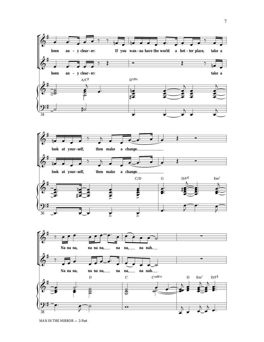 Man In The Mirror (arr. Ed Lojeski) 2-Part scores gallery preview page 5