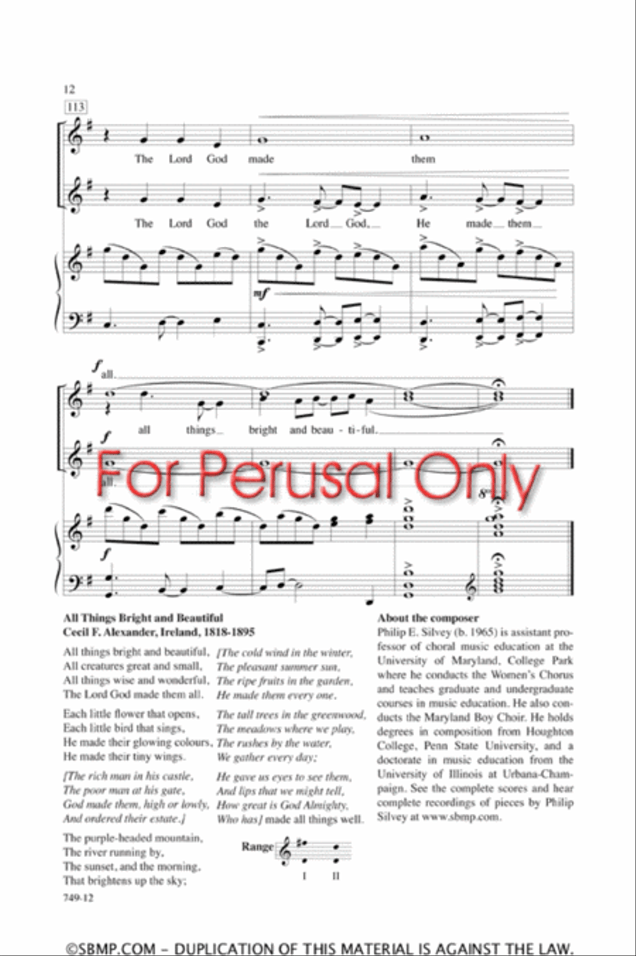 All Things Bright and Beautiful - SA Octavo SA scores gallery preview page 12