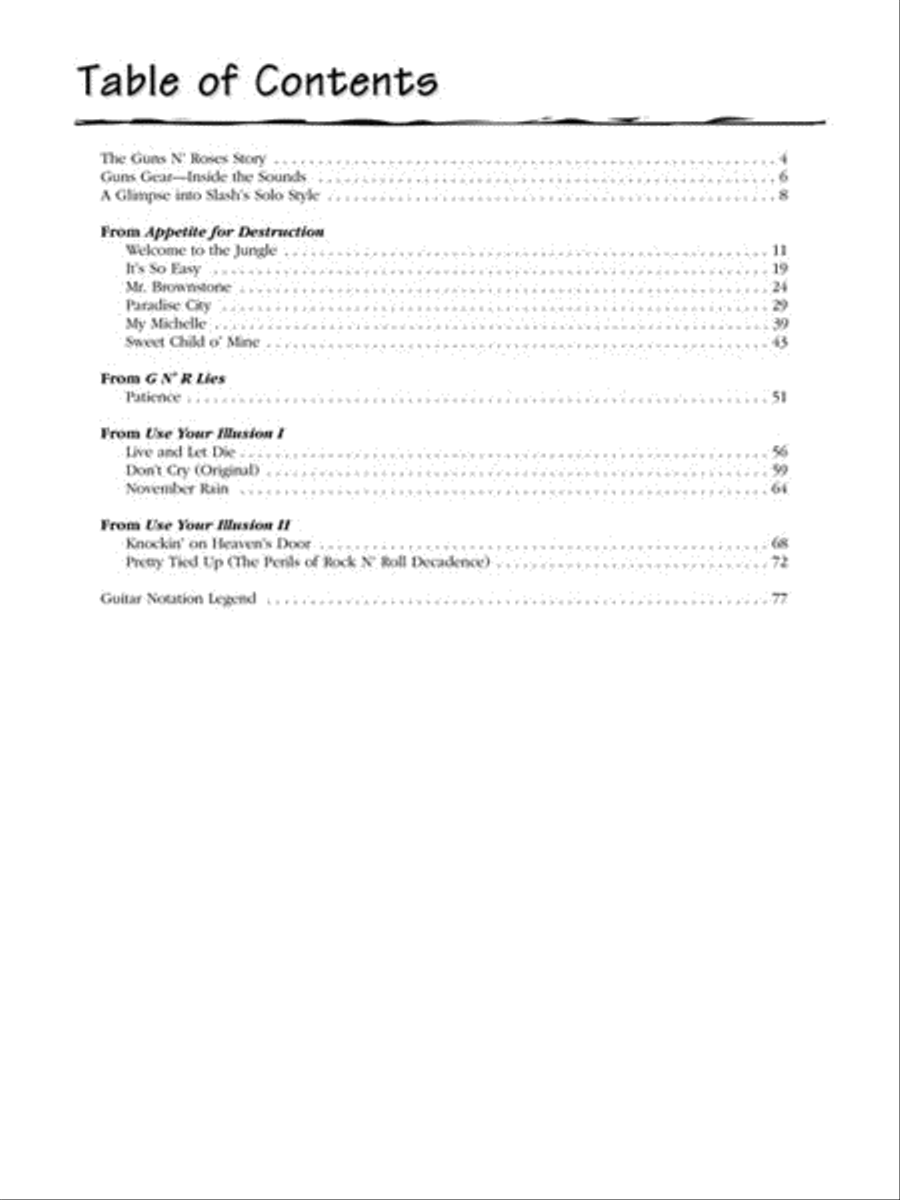 Guns N' Roses Guns N' Roses Guitar Tablature scores gallery preview page 3