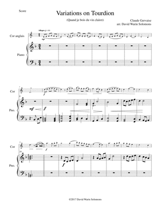 Tourdion (Quand je bois du vin clairet) for cor anglais and piano