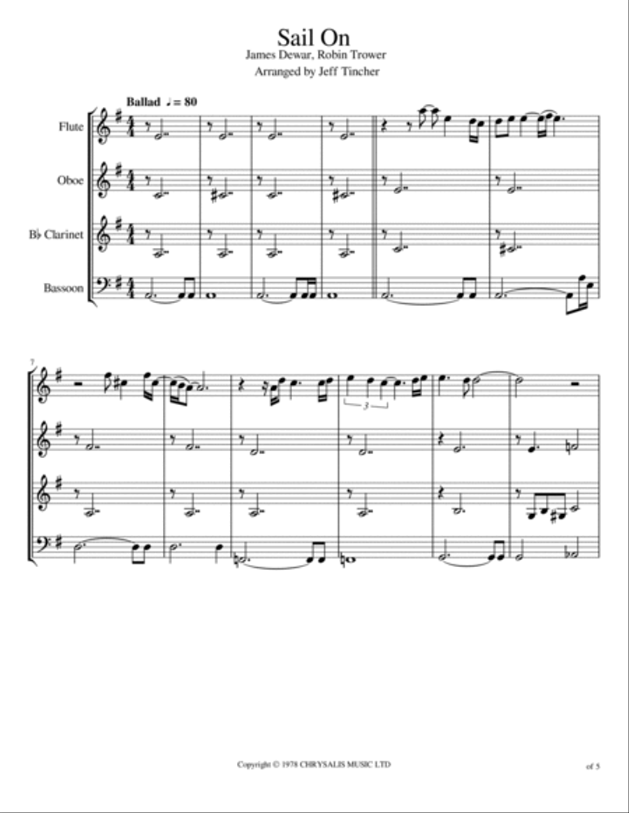 Sail On Woodwind Quartet scores gallery preview page 2