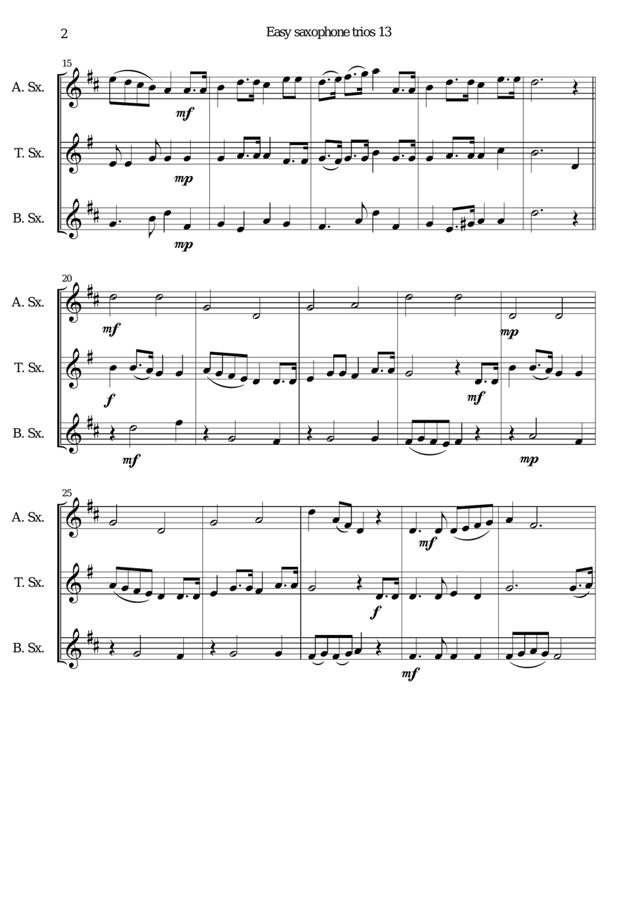 The Mermaid for saxophone trio Woodwind Trio scores gallery preview page 2