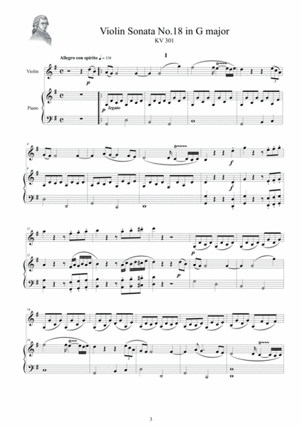Mozart - Six Violin Sonatas KV 301-306 for Violin and Piano - Full Scores and Part