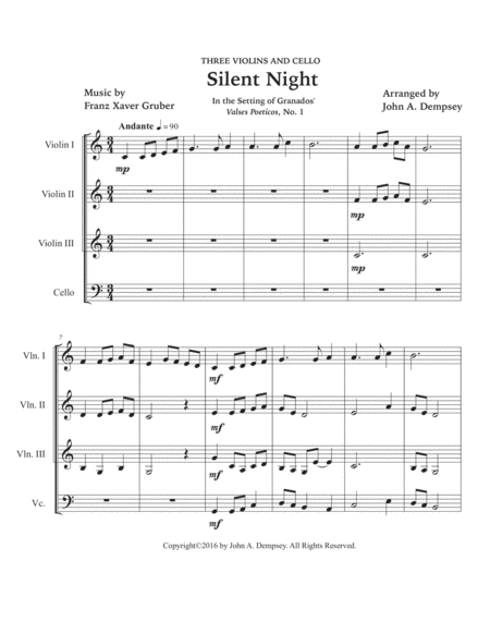 Silent Night (String Quartet for Three Violins and Cello) image number null