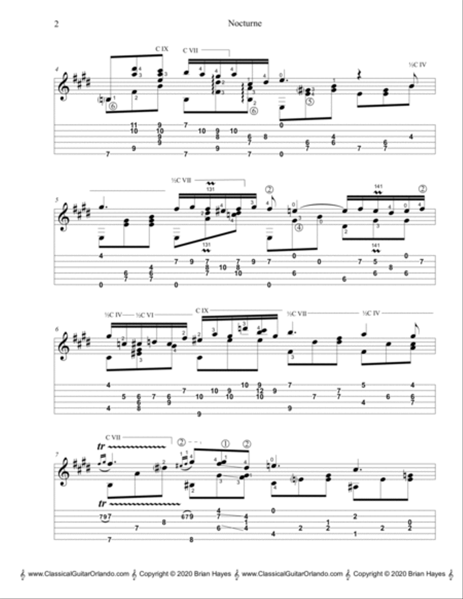Frederic Chopin - Nocturne (Opus 9, No. 20) (with Tablature) Classical Guitar scores gallery preview page 3