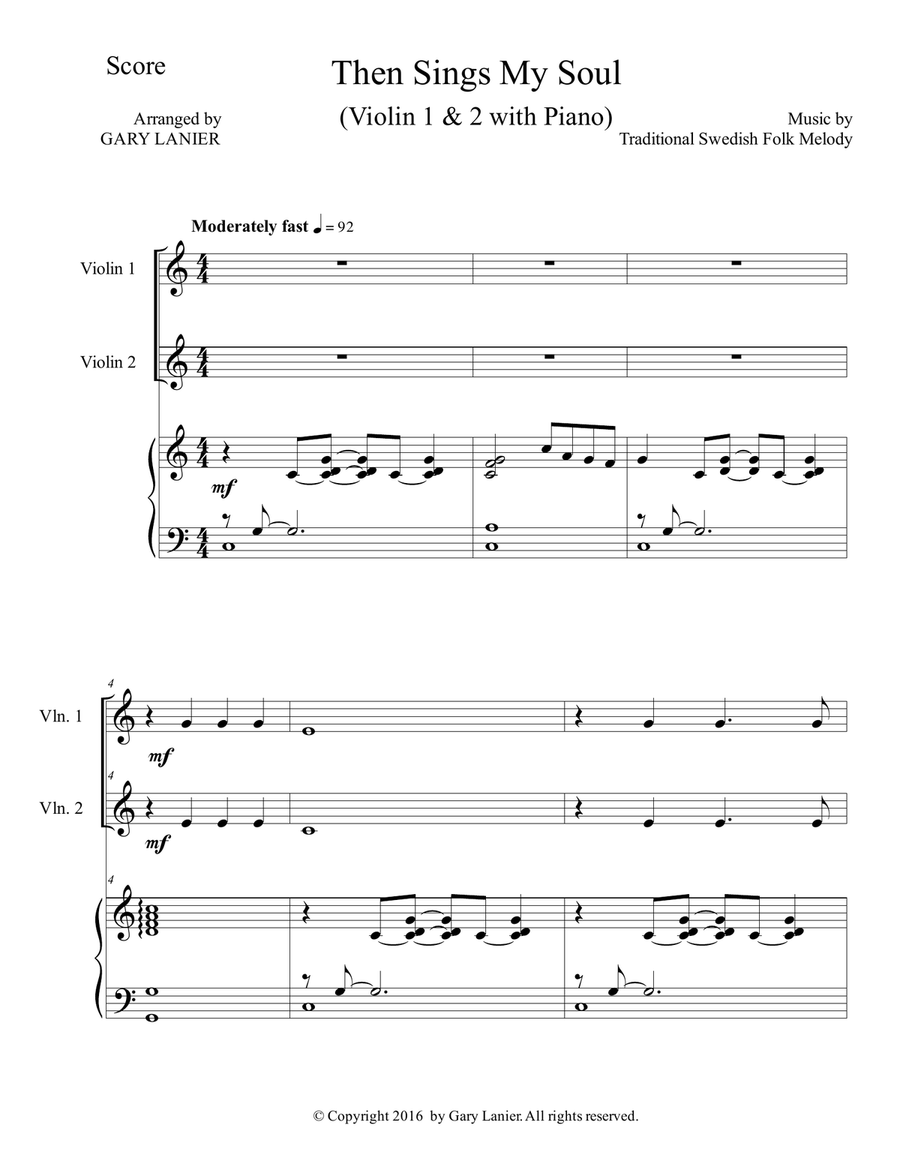 Trios for 3 GREAT HYMNS (Violin 1 & Violin 2 with Piano and Parts) Violin Solo scores gallery preview page 2