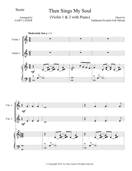 Trios for 3 GREAT HYMNS (Violin 1 & Violin 2 with Piano and Parts) image number null