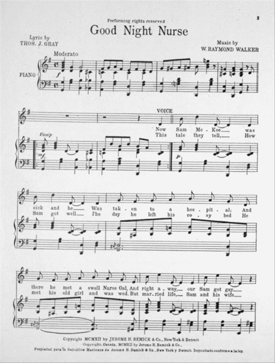 Good-night, Nurse. Comic Song Voice scores gallery preview page 2