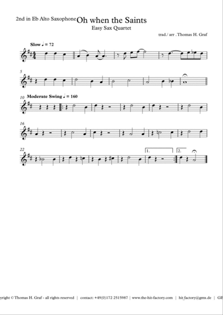 Oh when the saints - Easy Sax Quartet Saxophone Quartet scores gallery preview page 5