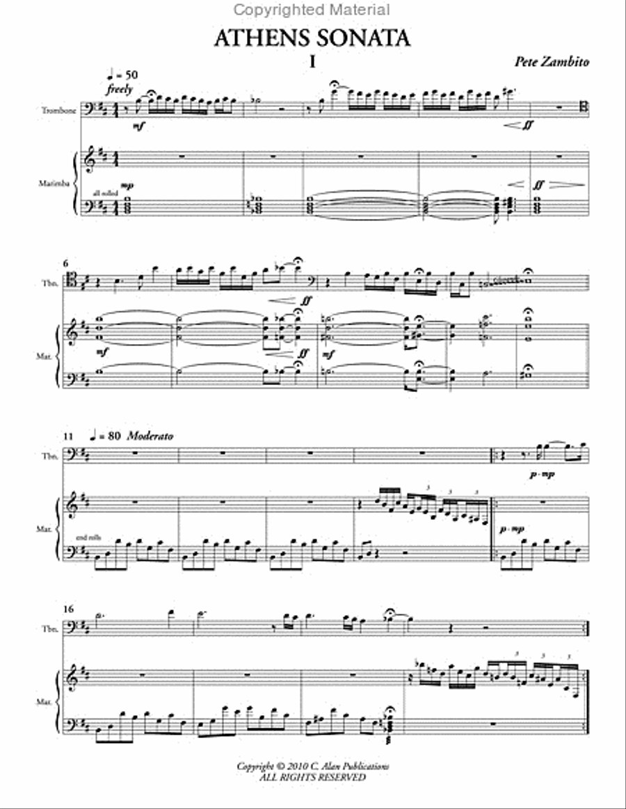 Athens Sonata (score & parts) Trombone scores gallery preview page 2