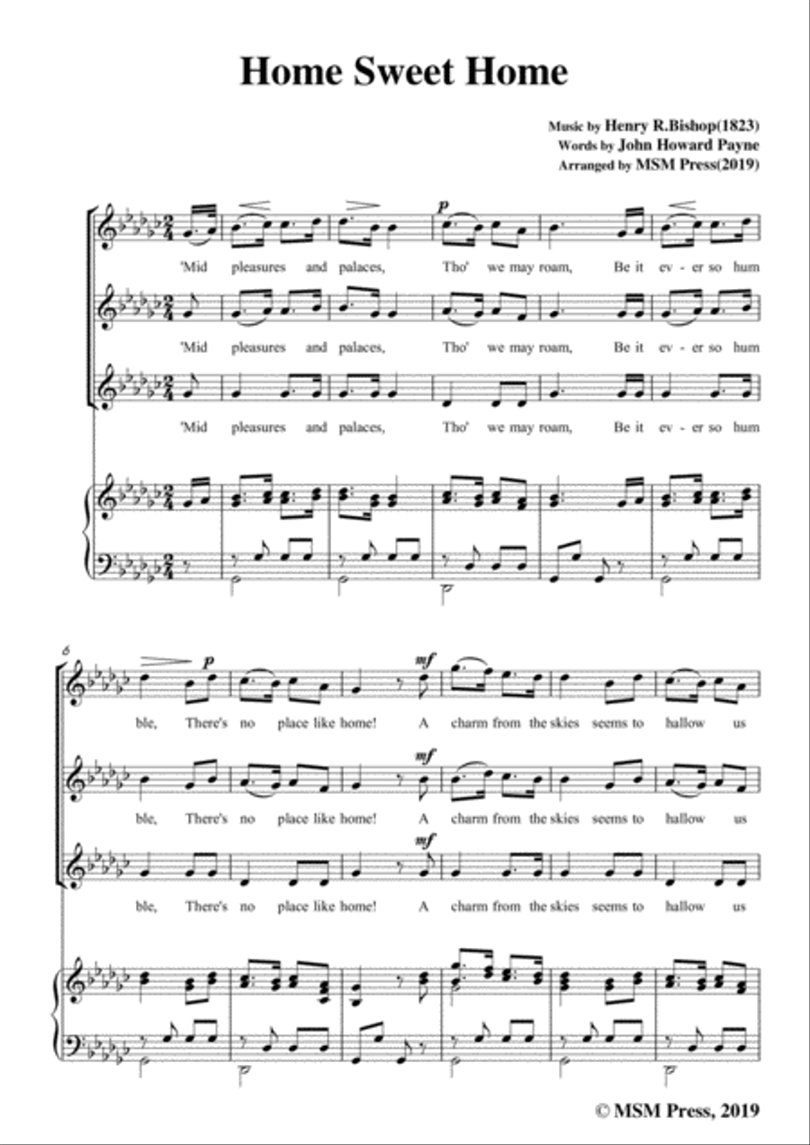 Henry R. Bishop-Home Sweet Home,in G flat Major,for Voice&Piano Voice scores gallery preview page 3