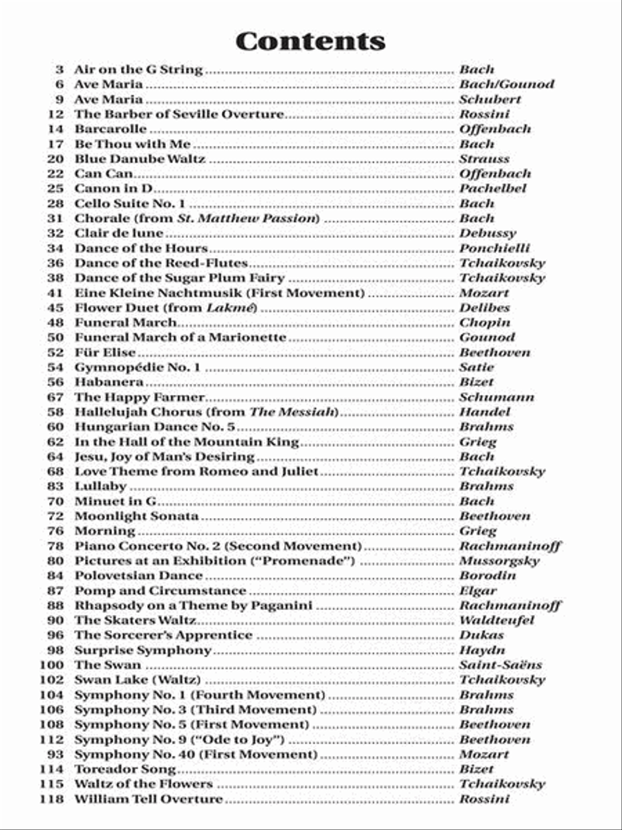 50 Most Popular Classical Melodies Easy Piano scores gallery preview page 4