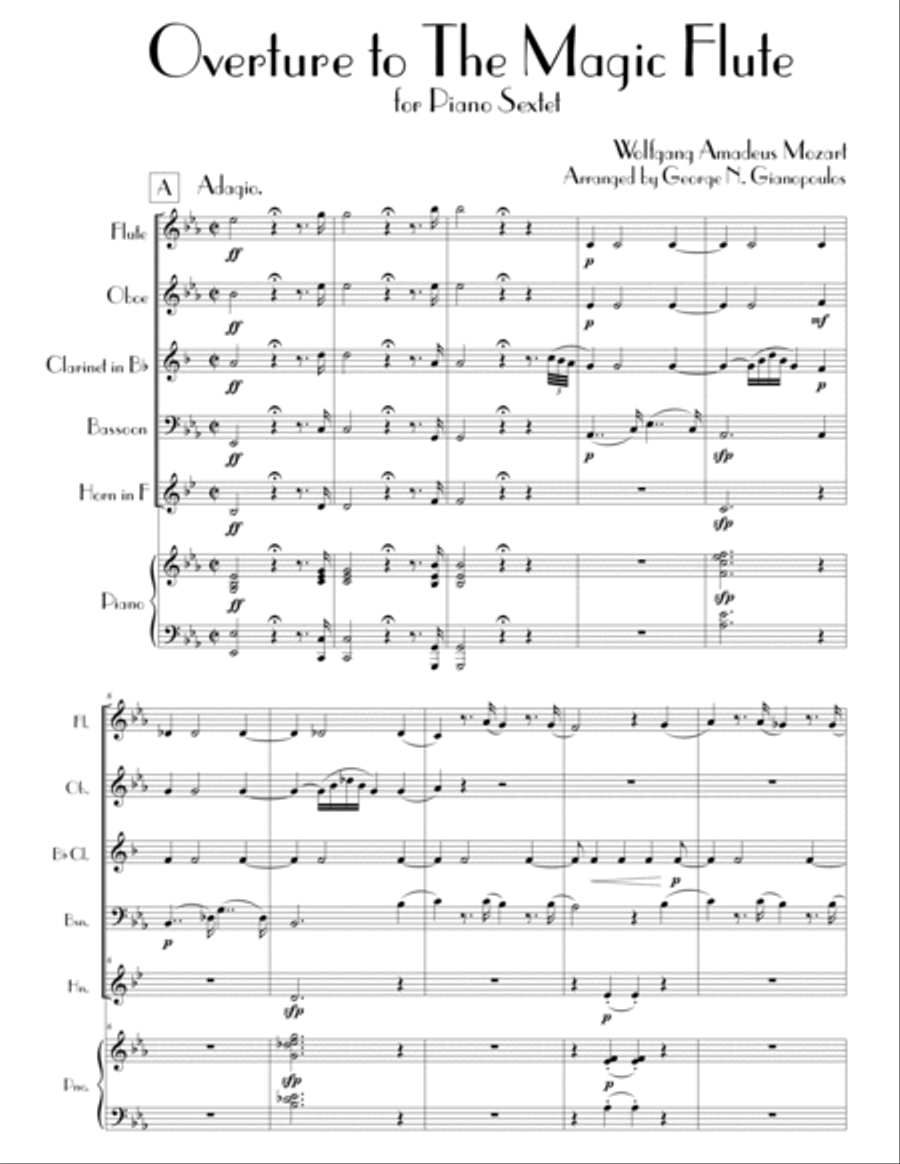 Overture to The Magic Flute (Die Zauberflöte), K. 620 Small Ensemble scores gallery preview page 2