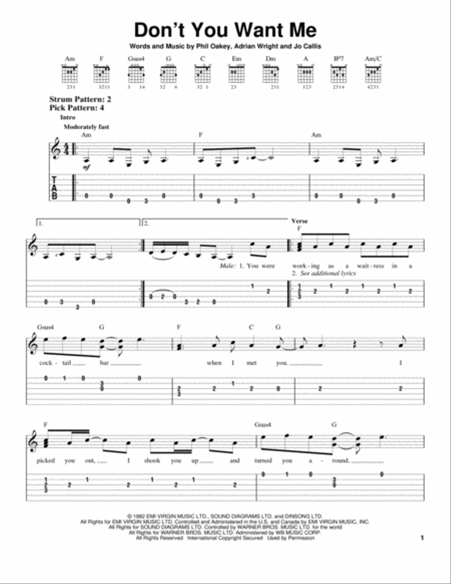 Don't You Want Me Acoustic Guitar scores gallery preview page 1
