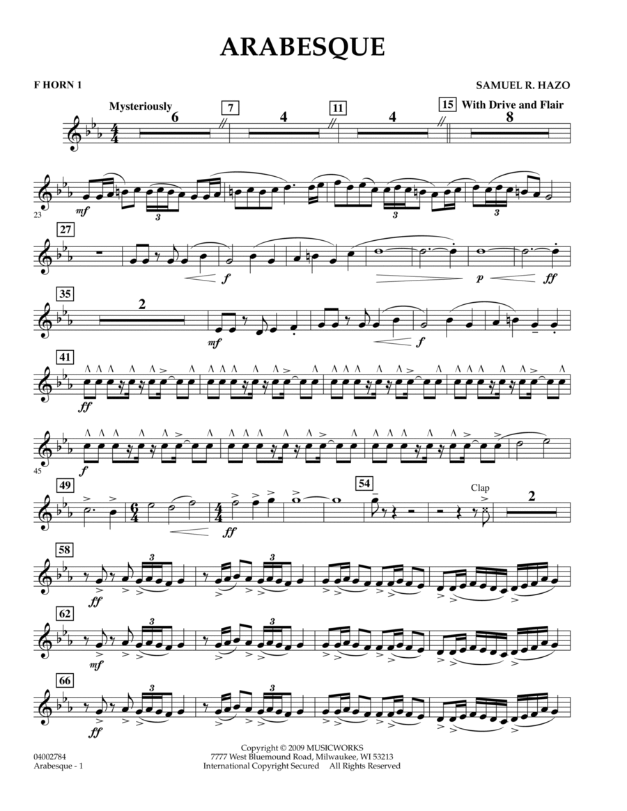 Arabesque - F Horn 1 Horn scores gallery preview page 1