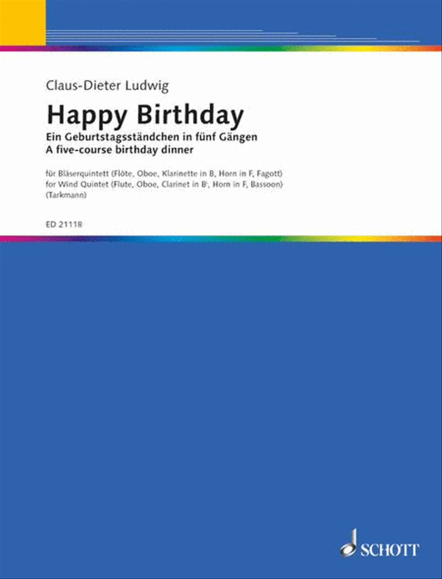 Happy Birthday Score & Parts A Five-course Birthday Dinnerwind Quintet Woodwind Quintet scores gallery preview page 1