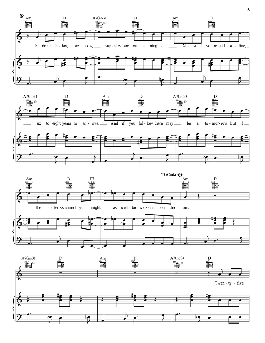 Walkin' On The Sun Piano, Vocal, Guitar scores gallery preview page 3