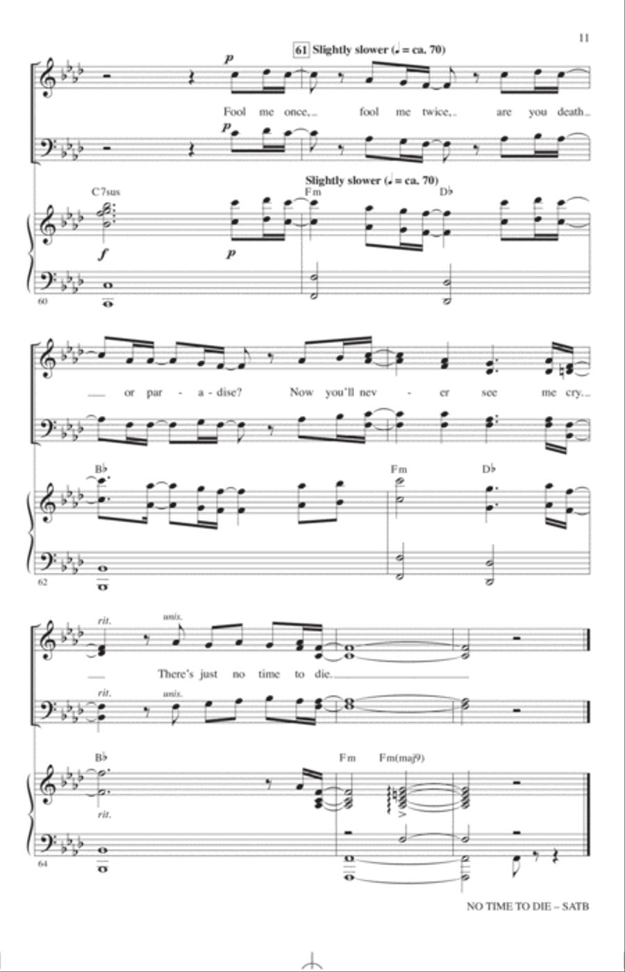 No Time To Die (arr. Mark Brymer) 4-Part scores gallery preview page 10