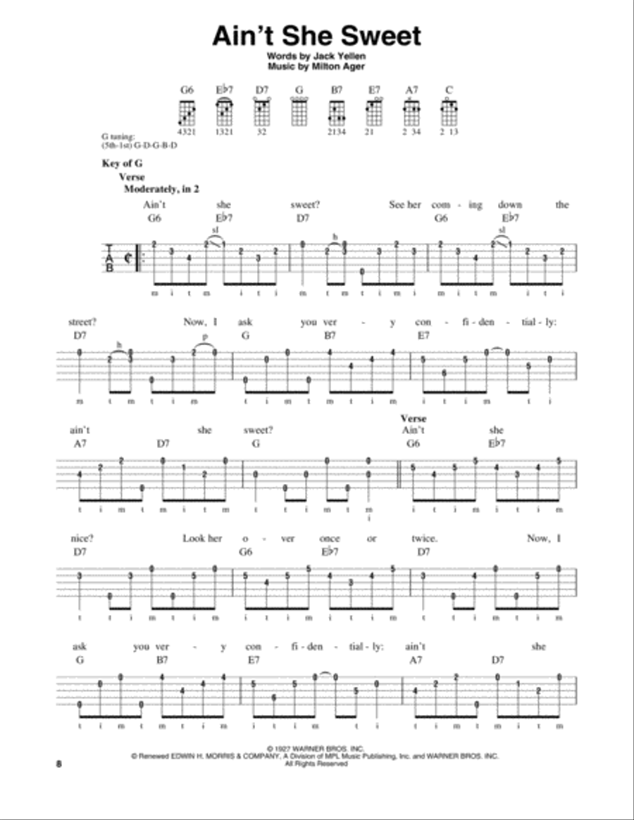 Ain't She Sweet Banjo scores gallery preview page 1