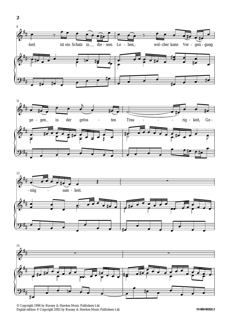 Genugsamkeit Ist Ein Schatz In Diesem Leben (Cantata 144 Nimm, Was Dein Ist, Und Gehe Hin) Piano, Vocal scores gallery preview page 2