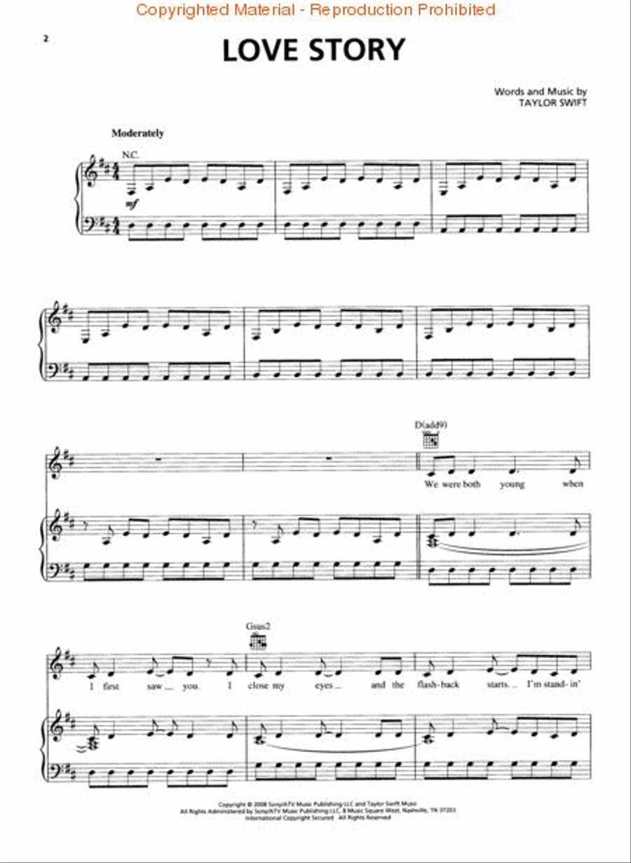 Love Story Piano, Vocal, Guitar scores gallery preview page 2