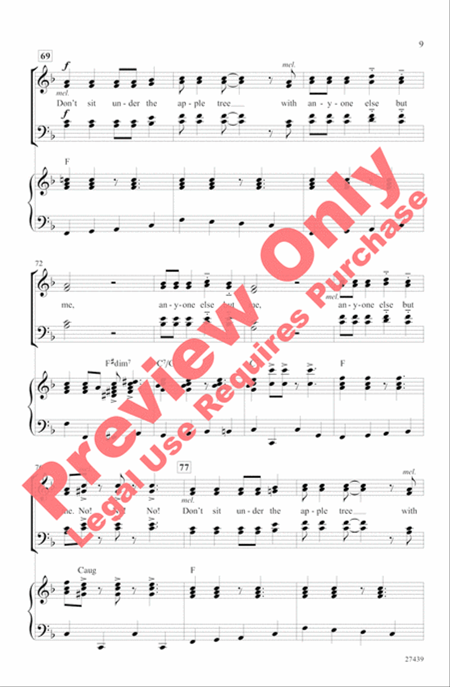 Don't Sit Under the Apple Tree 4-Part scores gallery preview page 9