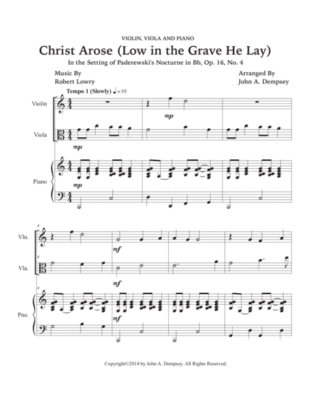 Hallelujah, Christ Arose (Trio for Violin, Viola and Piano) image number null