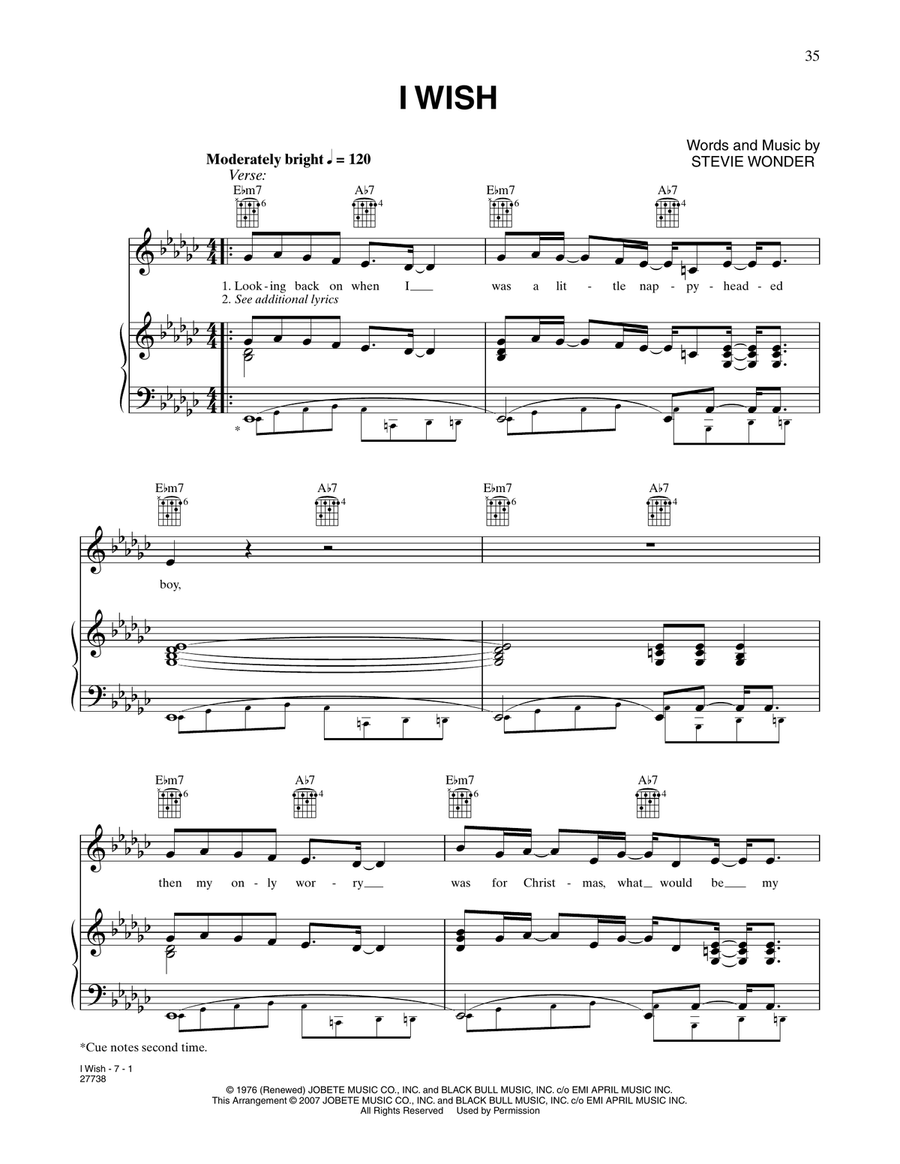 I Wish (from Happy Feet) Piano, Vocal, Guitar scores gallery preview page 1