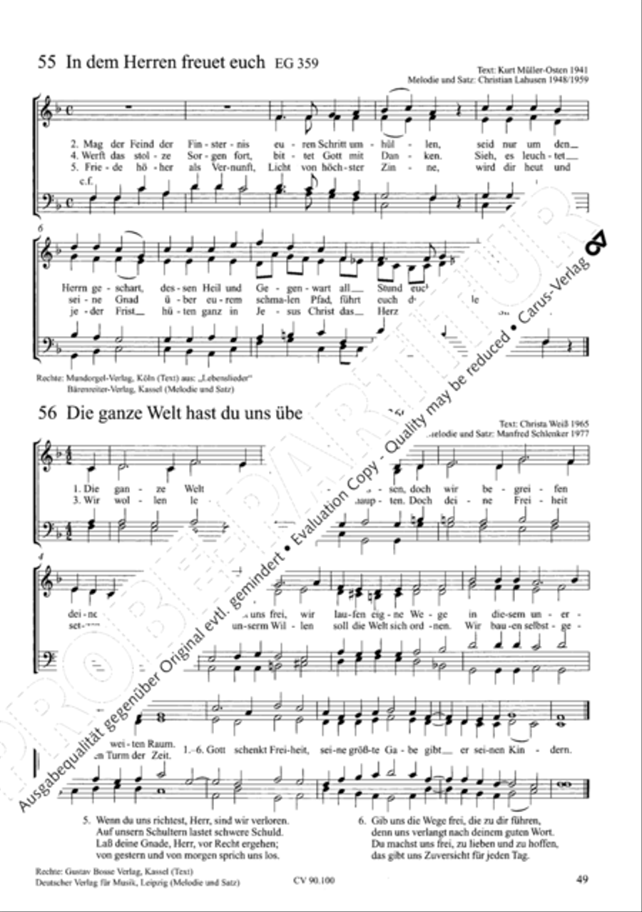 Chorsatze zum Evangelischen Gesangbuch Choir scores gallery preview page 54