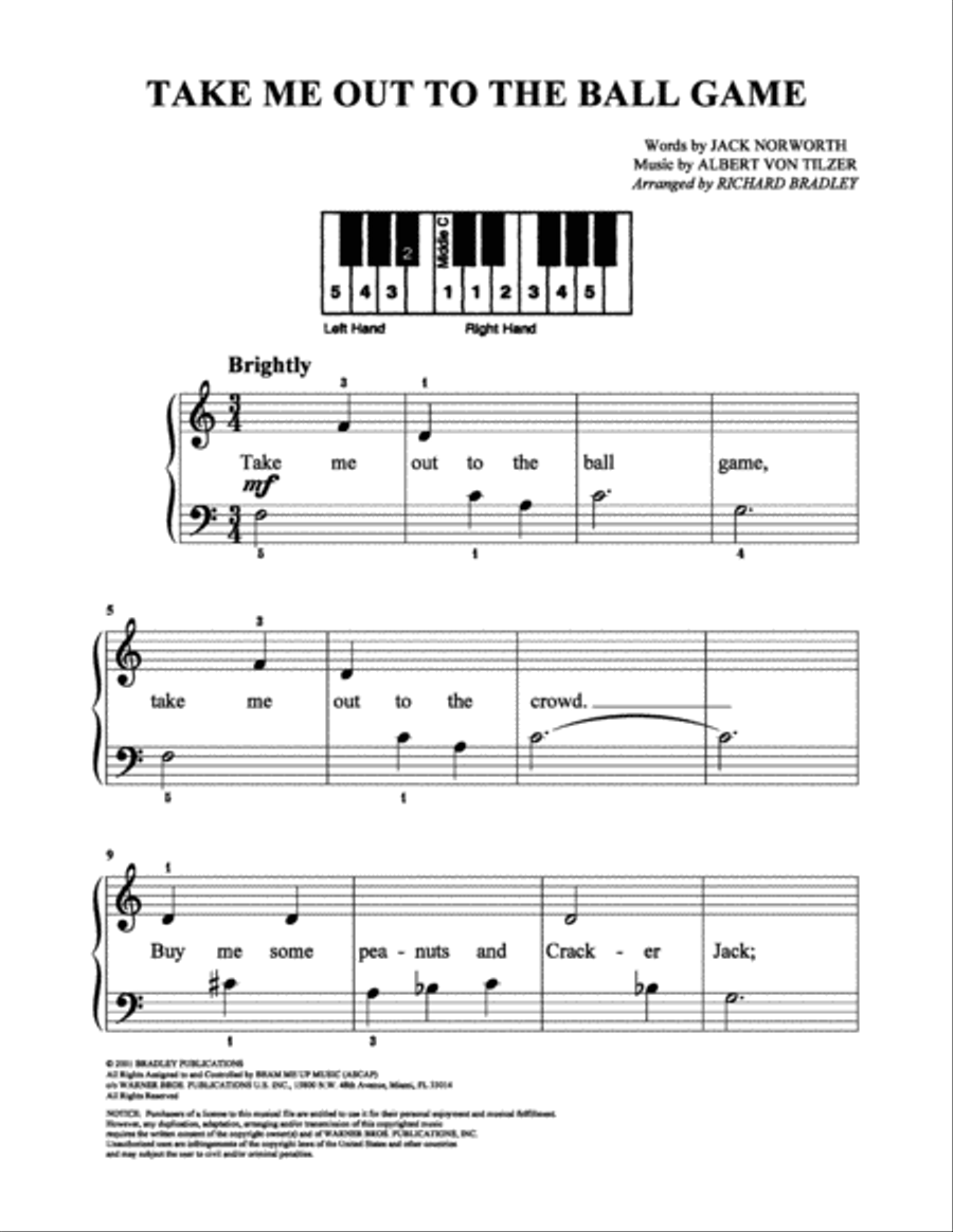 Take Me Out To The Ball Game Easy Piano scores gallery preview page 1