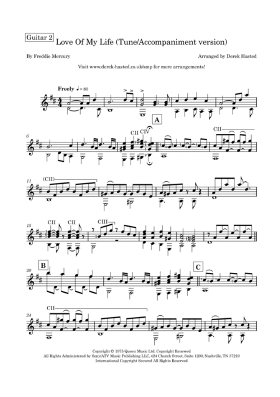 Love Of My Life Classical Guitar scores gallery preview page 6