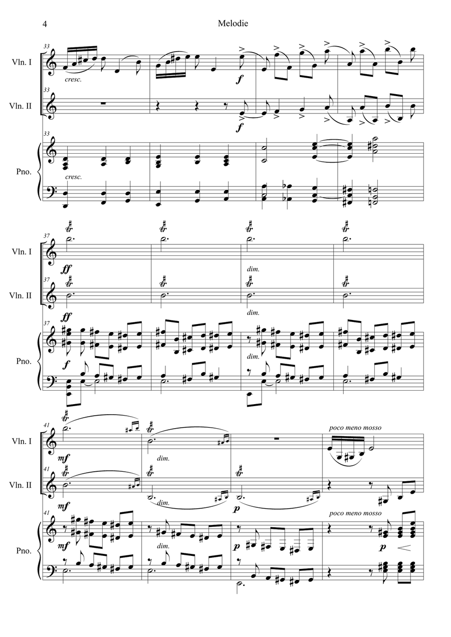 Tchaikovsky: Souvenir d'un lieu cher, Op.42 Melodie (in C) Piano Trio - Digital Sheet Music page 4