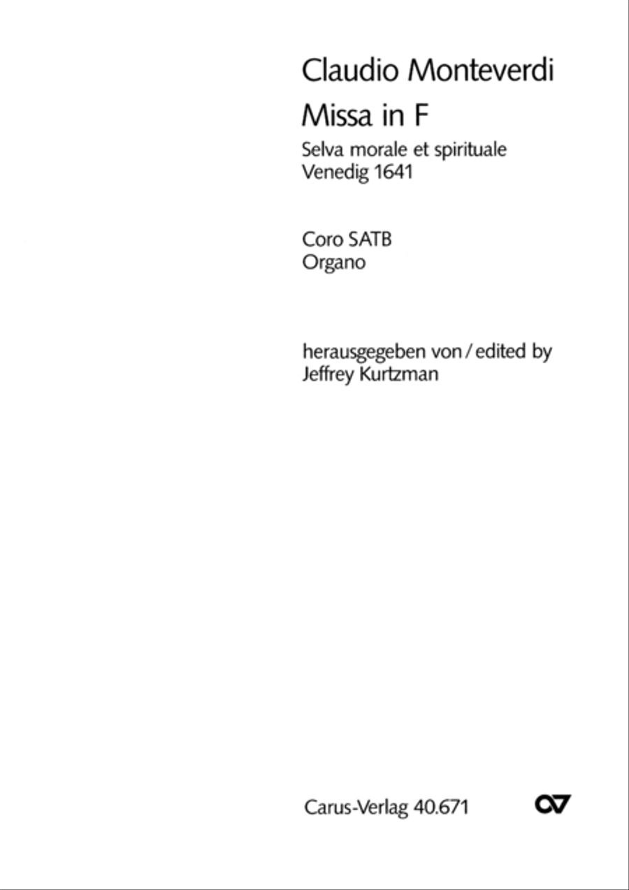 Mass in F major (Missa in F. Selva morale et spirituale) 4-Part scores gallery preview page 2