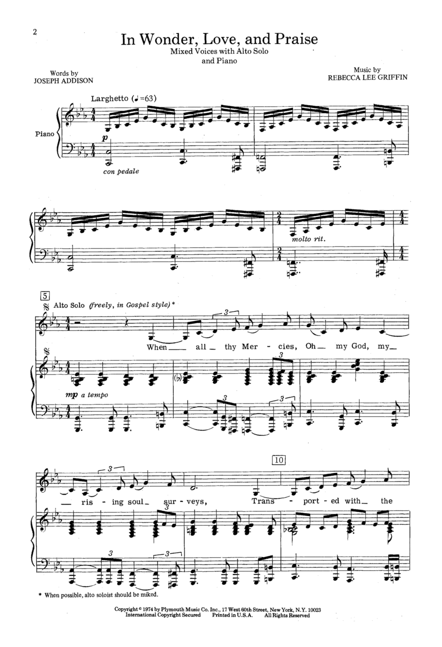 In Wonder, Love And Praise 4-Part scores gallery preview page 1
