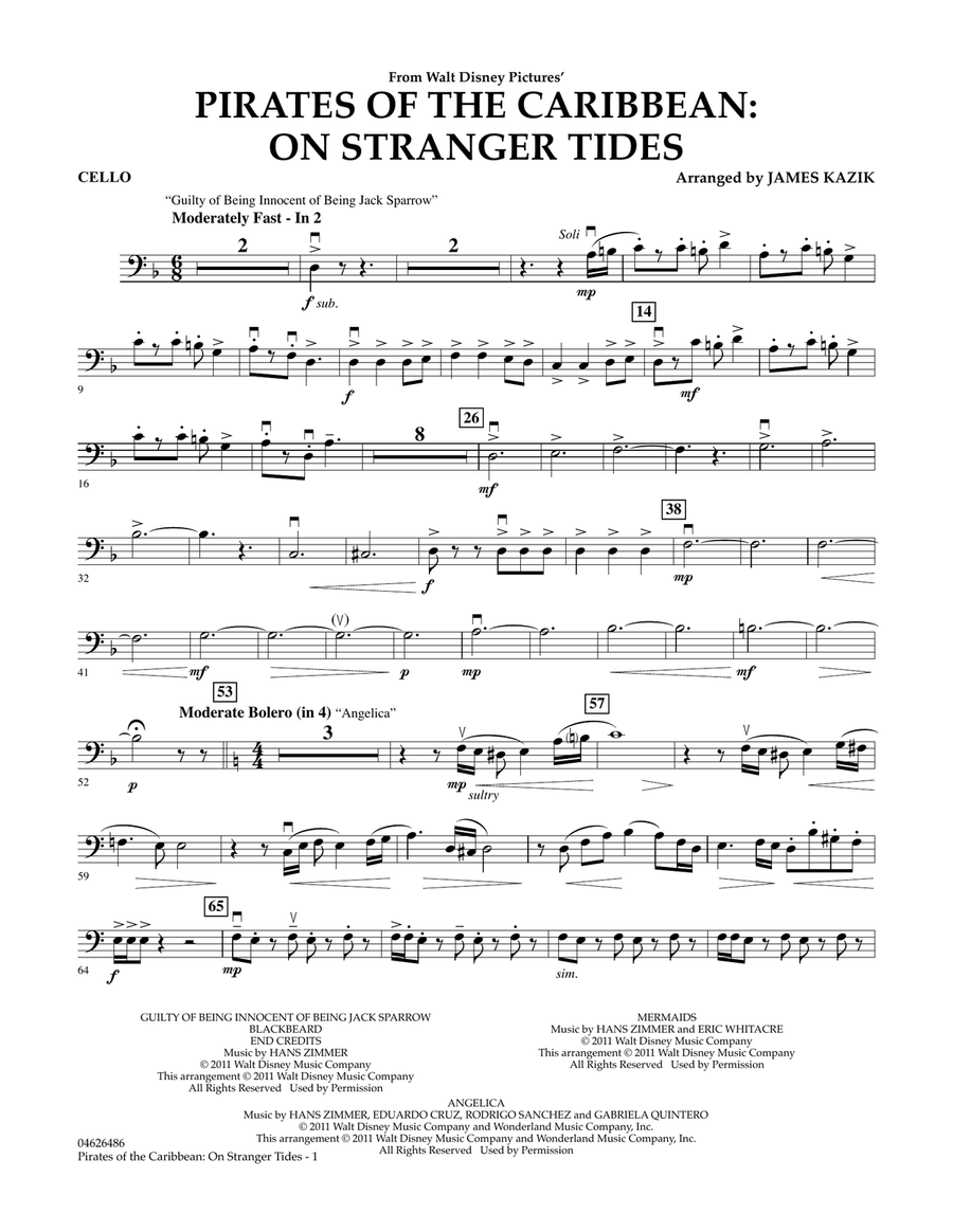Pirates Of The Caribbean: On Stranger Tides - Cello Orchestra scores gallery preview page 1