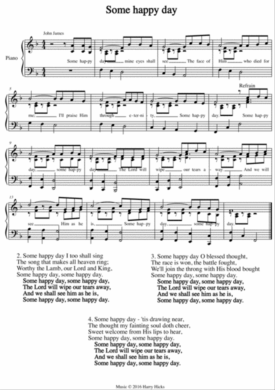 Some happy day. A new tune to a wonderful old hymn. Unison Choir scores gallery preview page 1